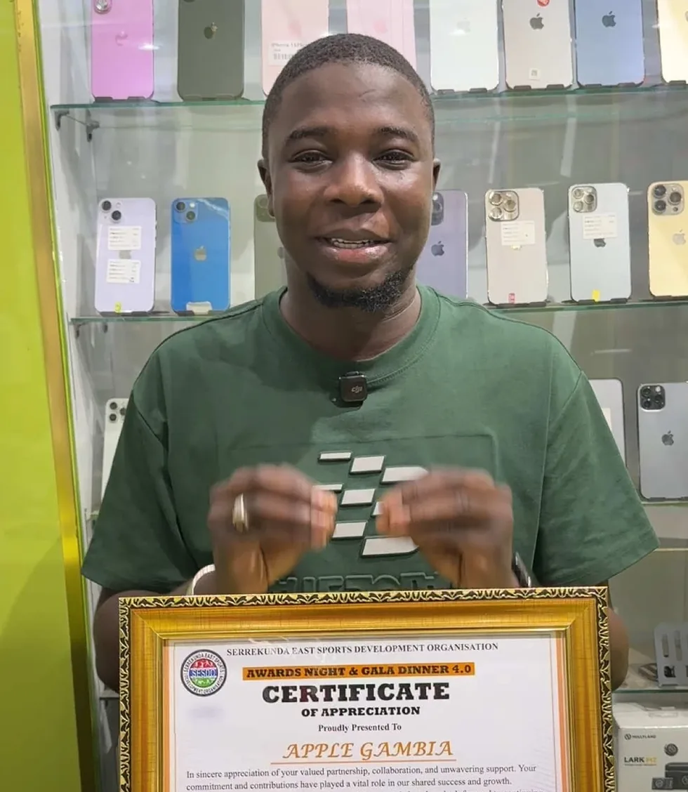 Apple Gambia recognition certificate